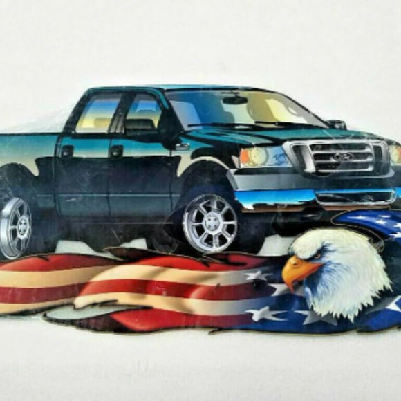 24" HUGE Ford F150 truck American Flag bald eagle USA STEEL Metal Sign 50s Truck - Picture 4 of 4
